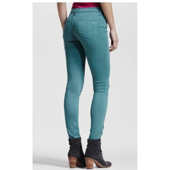 Rag & Bone Jean Denim Stretch Legging Pants Atlantic Blue Teal Mid Rise 24 0 - Picture 2 of 7
